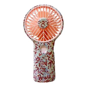 Mini Portable USB Pink Bedazzled Handheld Rechargeable Fan